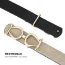 Earnda Women's Reversible Leather Belts for Jeans Pants Fashion Ladies Dress Belt with Gold Buckle 1.1" Width (Small: 27"-29" (Pant 4-6), A_black&beige)