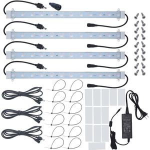Grow Light Strip Kit 45W, 4 pcs 16 Inches LED Grow Light Strips with Extension Cables, Mounting Accessories for Greenhouse, Grow Shelf. Perfect for Indoor Growing-(4-Strip-Kit)
