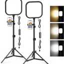 2Pack LED Video Light Kit, Hagibis 15W Photography Lighting Kit, 78" Dimmable Studio Lights with Tripod, 2500-8500K Stream Light for Video Recording, Game Streaming, Photography, Tiktok, YouTube,  9.2"L x 9"W x 78"H, USB Type C