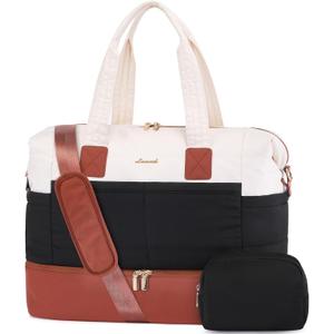 LOVEVOOK Travel Duffle Bag - Puffer Weekender Bags For Women with Shoe Compartment,40L Carry On Overnight Duffel Bags For Airplanes,Hospital Bag for Labor and Delivery,2Pcs