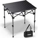Anbte Camping Table Foldable, 2 Height Max 27.5" Aluminum Roll up Camping Table with Carry Bag & Heat-Resistant Tabletop, Lightweight, for Indoor Outdoor RV BBQ Picnic Patio Beach, 26" x 23", Black
