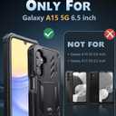 FNTCASE for Samsung Galaxy A15-5G Case: Military Grade Drop Proof Protection Phone Cover with Kickstand | Heavy Duty Rugged Full Body Protective Shockproof Matte Textured TPU Cases - 6.5 Inch (Black)