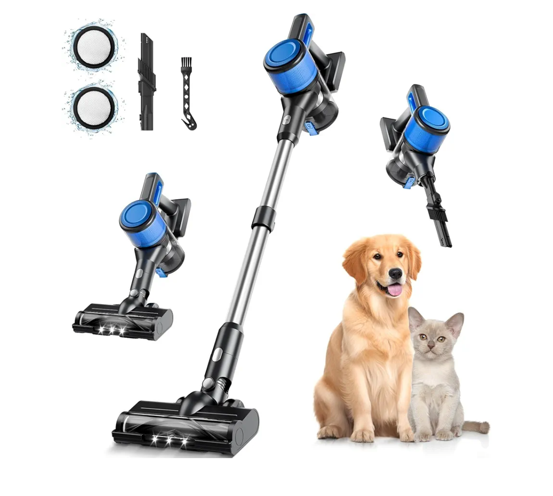 Cordless Vacuum Cleaner for Home, 8-in-1 Lightweight Stick Vacuum with 45Mins Runtime, Powerful Suction, Anti-Tangle, Rechargeable Cordless Vacuum for Hardwood Floor Carpet Pet Hair, N502