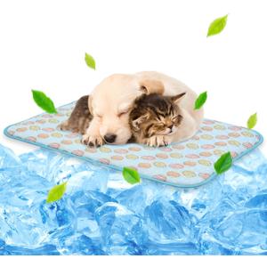 NWK Pet Cooling Mat -27.5 X 20 Ice Silk Cooling Mat for Dogs & Cats Portable & Washable Pet Cooling Blanket, Car Seats, Beds for Summer (Blue Toy, Medium)