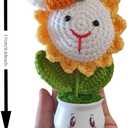 Handmade Crochet Bunny Sunflower Planter-Mini Desktop Floral Decor with Removable Bow & Emoji Stickers