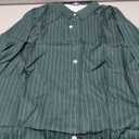 Women's Striped Button Down Shirts Long Sleeve Smocked Cuffed Oversized Boyfriend Blouses Collared Work No Pockets Tops, Size XL