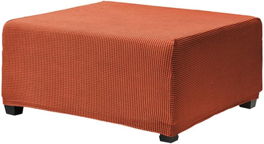 OBCREAT Ottoman Covers, Stretch Jacquard Ottoman Slipcover Soft Thick Folding Storage Cover Rectangle Footrest Stool Covers with Elastic Bottom Furniture Protector Covers (Burnt Orange, Large)