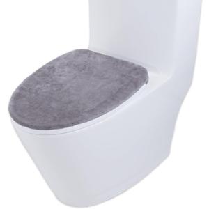 Toilet Lid Cover for Bathroom, Soft Velvet Toilet-Cover, Machine Washable Toilet Seat Covers, Absorbent Non-Slip Cover fits Most Round Elongated and Oblong Lids, Easy Installation Cleaning (Grey)