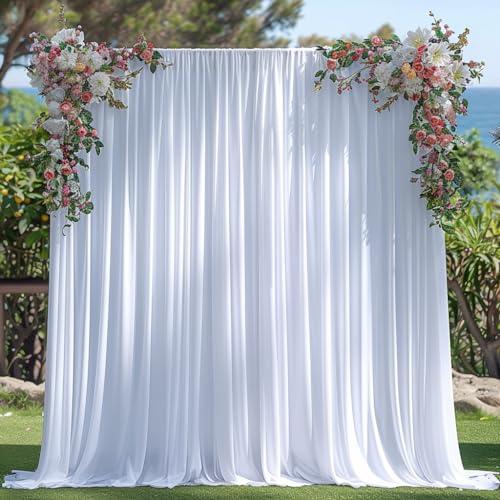 10x10ft Wrinkle Free White Backdrop Curtain for Parties Soft Fabric Drapes Wedding White Curtain Backdrop for Birthday Party Decorations Background for Photography 5x10ft, 2 Panels