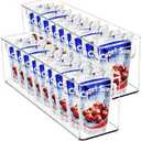 Youngever 2 Pack Stackable Plastic Storage Organizer Container Bin, Stackable Storage Bins with Handler for Refrigerator, Pantry (16" x 4" x 5")