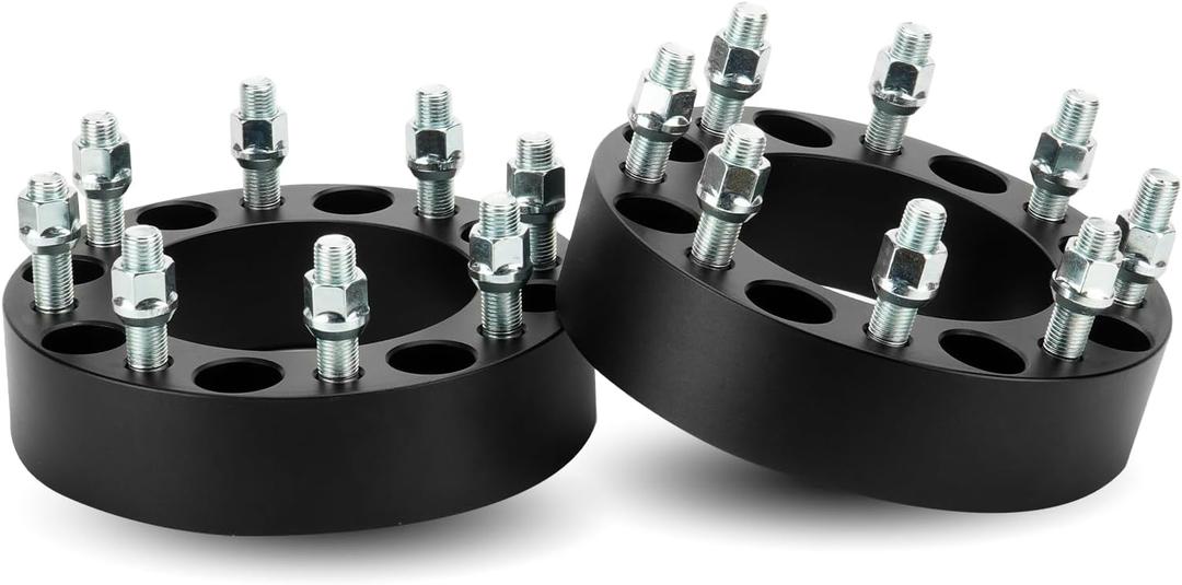2pcs 8x170 2inch (50.8mm) Wheel Spacers with M14x1.5 Studs 125mm Bore for 2003-2005 Ford Excursion, 2003-2009 F-250 F-350, 2003-2022 Ford F-250 F-350 Super Duty, 8 Lugs Wheel Adapters, Not Hubcentric
