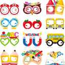 Pasimy 36 Pair Back to School Eyeglasses Decor First Day of School Paper Glasses Welcome Back Photo Booth Prop Fancy Pencil Apple ABC Eyewear for Student Teacher Classroom School Party Favor Supplies