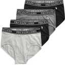 POLO RALPH LAUREN Men's P4 Stretch Classic Fit Briefs (Medium, Black/White, Andover Heather/White, Charcoal Heather/White, Black/White - 4 Pack)