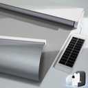 Motorized Blackout Blinds with Remote & Solar Panel - Electric, Thermal, Alexa Compatible - Grey, 33"x72"