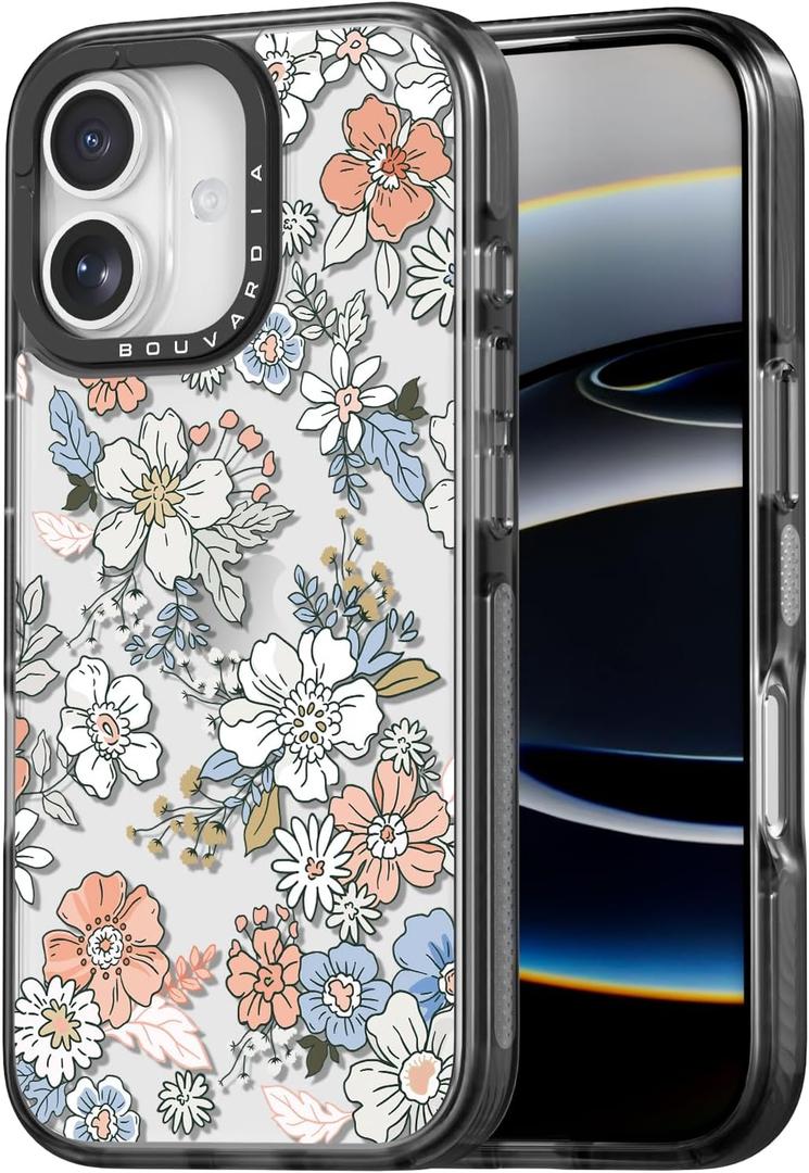 Bouvardia for iPhone 17 Case, Cute Design for Women & Girls, Protective & Aesthetic, Floral Theme - Flowers in Bloom (Gray Bumper)