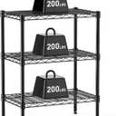 DUMOS 3-Tier Metal Wire Storage Shelves, Adjustable Standing Storage Rack Shelf, Heavy Duty Steel Shelving Unit Organizers for Kitchen Bathroom Pantry Garage, 23.3" W×13.4" D×47" H, Black