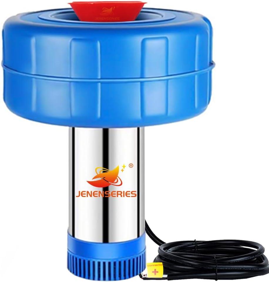 Solar Pond Fountain Aerator 0.5HP 24V Stainless Steel DC Floating water Pump with 20ft Cord wire suitable for Lake Fountain/V-Shape Display/Pond Cascade Pump/Pond Jet System