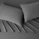 Amazon Basics 4 Piece Breathable 100% Cotton Jersey Bed Sheets Set, Machine Washable, Stretchy Flat and Fitted Sheets, Pillowcase, King, Dark Gray, Solid