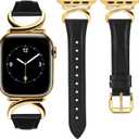 Minyee Leather Bands Compatible with Apple Watch Band 41mm 40mm 38mm 42mm 44mm 45mm 46mm 49mm Women, Slim Thin Dressy Strap with C-Shape Metal Buckle for iWatch Series 10 9 Ultra SE 8 7 6 5 4 3 2 1