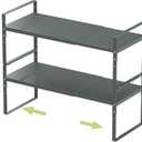 Jojocross Expandable Stackable Spice Rack Cabinet Shelf Organizer in Cabinets Shelves Kitchen Cupboard Organization Stack up Racks Pantry Countertop Storage (Gray, Large 2 Packs)