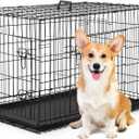 BestPet | Dog Crate | 30" | Black | Foldable Metal Kennel with Double Doors, Secure Slide-Bolt Latches, Leakproof Tray | Portable Dog Cage for Small Breeds | for Travel, Indoor & Outdoor Use