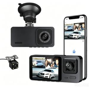 2K Dash Camera for Car Front and Rear Inside WiFi Dash Cam with Phone App Security Video Recorder, HD 1080P Dashcam 2'' Screen Loop Recording, HDR, G-Sensor