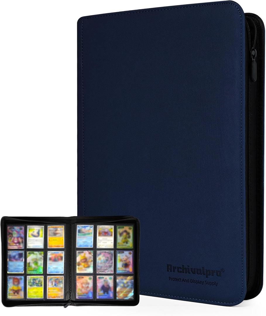Premium Trading Card Binder 9 Pocket - 360 Cards Holder Album with Premium PU Leather, Durable Zip Binder for Sports Cards, TCG, MTG, Baseball & Gaming Card Collection(9 Pocket)