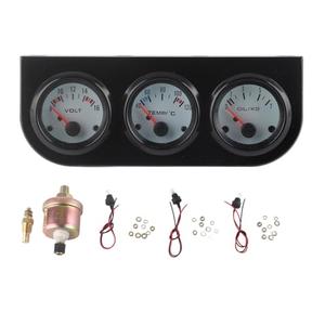 Triple Gauge Set Universal Car Water Temperature Oil Pressure Voltage 52mm