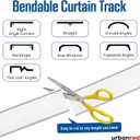 UrbanRed Flexible Bendable Ceiling Curtain Track, 16.4 ft (5 m), Mount for Rail with Curtain Tracks System, Room Divider, Curtains Rod, RV Ceiling Track for Curtains, White