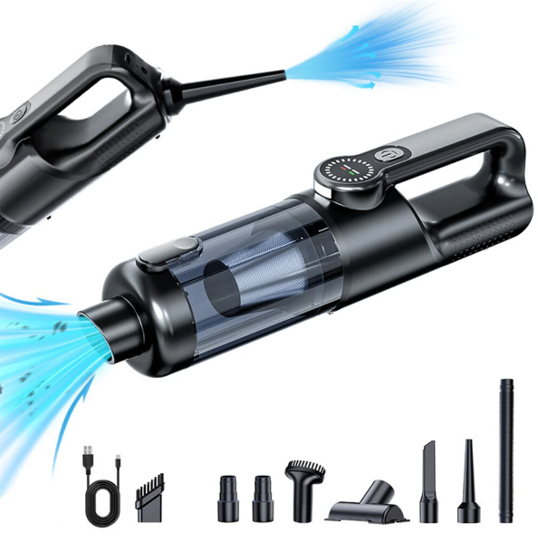 Suitu ST-126Plus High Power Handheld Vacuum Cleaner 18000Pa Suction 6000mAh Battery Rechargeable Cordless Mini Air Duster LED Display Portable for Car Home Office Cleaning Pet Hair Removal - Black