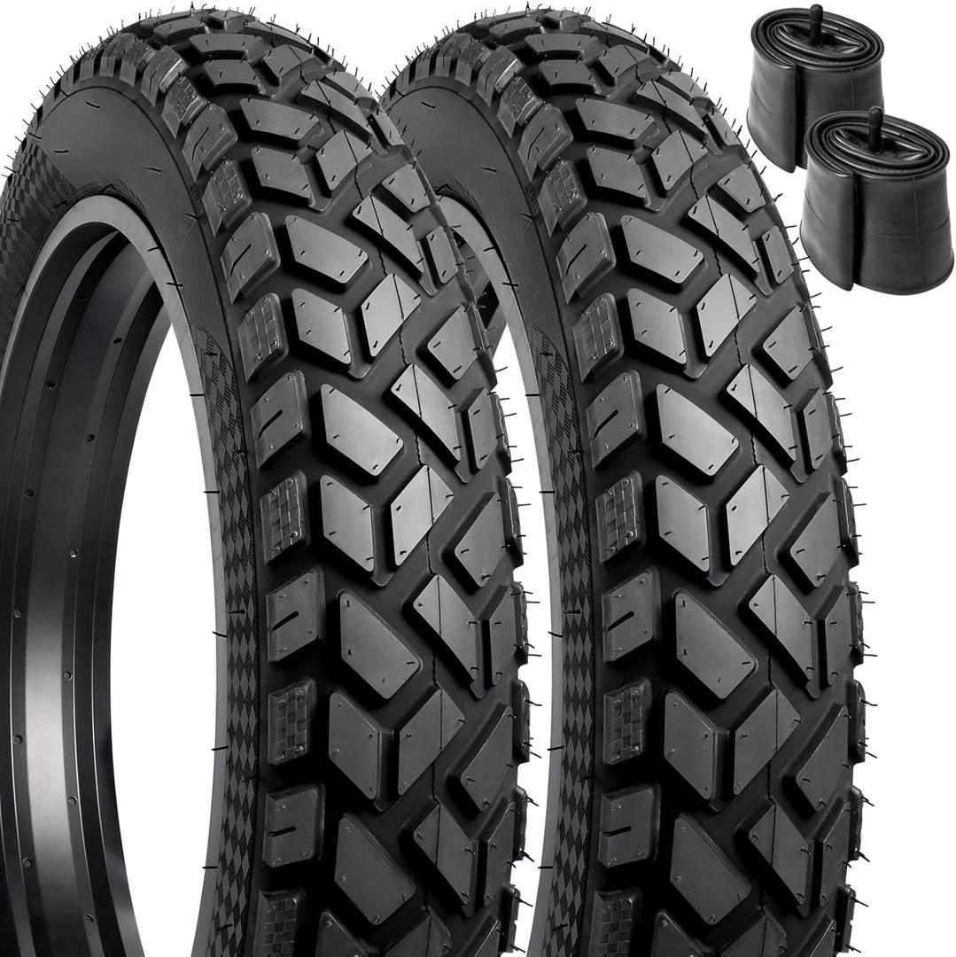 2-PCS 20" Heavy Duty Fat E-Bike Tires 20 x 4.0/102-406 and Heavy Duty Bike Tubes Scharder Valve Compatible with 20x4.0  E-Bike All-Terrain Directional Tread Bicycle Tires and Tubes, Size: 20x4.0