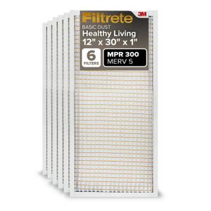 Filtrete Electrostatic Air Cleaning Filter 12x30x1 Fits Filter Slot, 11¹³/16 in/po/plug x 29/¹³/16 in/po/plug x ¹³/16 in/po/plug, 30,0 cm x 75,7 cm x 2,0 cm - Actual Size (Pack of 6)