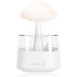 Rain Cloud Humidifier Water Drip with Adjustable LED Lights White Noise Humidification Desk Fountain Bedside Sleeping Relaxing Mood with Charger Adapter(White)