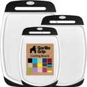 GORILLA GRIP BPA-Free Reversible Kitchen Cutting Board Set of 3, US Designed, Nonporous, Juice Grooves Catch Liquid, Slip Resistant Border, Dishwasher Safe, Durable Large Food Chopping Boards, Black