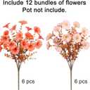 Artificial Mums for Outdoors Fake Fall Flowers Plants for Autumn Decoration, 12 Bundles Silk Morning Glory with Eucalyptus Look Real UV Resistant Faux Mums for Outside Planters Yard Patio Porch, Mix (2 Mixed(6 Light Orange, 6 Orange))