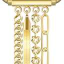 Chain Bracelet Watch Band Women Compatible with Apple Watch 42mm(S1/2/3) 44mm 45mm 46mm 49mm Adjustable Fashion Slim Jewelry Strap for iWatch Series 10/9/8/7/6/5/4/3/2/1/SE/Ultra1 2 Gold A