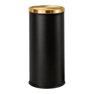 30L/8GAL Black Gold Kitchen Trash Can Golden Brass Commercial Garbage Can Large Capacity Flip Trash Can for Kitchen,Shopping Mall,Elevator Gate,Airport, Hotel,Commercial (Black, 30L)