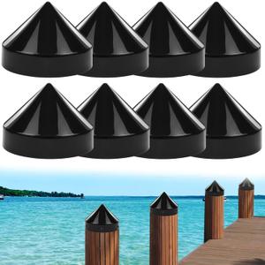 8 Inch Cone Pylon Cap for Marine Dock, Piling Cap for Dock Post Pole Pipe Head,Dock Pylon Cover Caps for Marine Boat, Floating Docks, Piers, Black