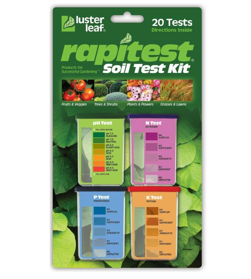 Rapitest Soil Test Kit for Gardens, Vegetables, Flowers and Lawns. USA designed and assembled soil tester completely, quickly and accurately measures/analyzes soil pH acidity and garden nutrients.