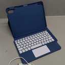Compatible for iPad 11th 10th Generation Case with Keyboard, Folio Cover with Pencil Holder, Multi-Touch Trackpad, 7 Color Backlit, Detachable Keyboard for iPad (A16) 11th/10th Gen (Navy Blue)