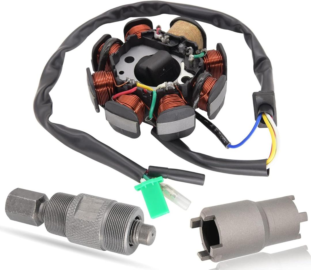 Ignition Stator Magneto AC 8 Pole 5 Wire Coil Scooter For GY6 50CC 60CC 80CC 139QMB 147QMD 152QMI 157QMJ ATV Sunl Roketa Dune Buggy Go Kart TAOTAO Paliden