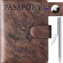 Airtag Passport Holder Cover Wallet Travel Essentials Leather Rfid Blocking Case Vacation Luggage Must Haves Travel Accessories for Men Women (117#Coffee)