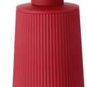 Small Soap Dispenser for Bathroom and Kitchen, Modern Farmhouse Striped Style Plastic Hand Soap Dish Soap Dispenser with Pump Matte Red
