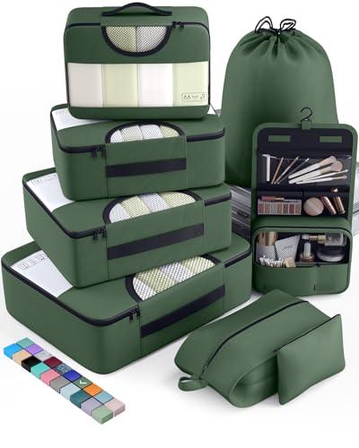 Veken 7 Set Packing Cubes for Travel Essentials, Suitcase Organizer Bags in 4 Sizes, Carry-On Luggage Accessories with Large Laundry & Hanging Toiletry Bag, Must-Have for Airplane, Road Trip & Camping