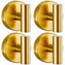 warlve Heavy Duty Reusable Suction Cup Hooks for Shower - No Drill Bathroom/Glass/Mirror/Tiles & Metal Surfaces,and Smooth Non-Porous Surfaces for Towels, Robes, Loofahs (4, Brushed Gold)