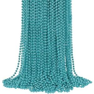 YAXINRUI 72 PCS Teal Bead Necklaces, Teal Mardi Gras Beads, 33 Inch Round Beaded Necklaces School Spirit Day Necklace for Mardi Gras Party Christmas Festive Events, Party Favors