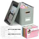 DOSTATNI School Years Organizer Kit K-12 School Years Memory Keeper with 15 Hanging File Folders Plastic 4 different Labels Memory Keepsake Box for kids Storage Pictures File Keeper (Green)