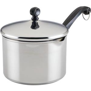 Farberware Classic Stainless Steel 3-Quart Covered Straining Saucepan - - Silver