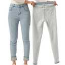 Yehopere Women's Flannel Fleece Lined Thermal Winter Jean Warm Skinny Stretch Denim Pants XS