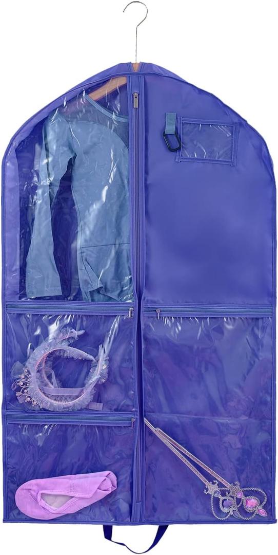 Waterproof Hanging Garment Bag,40 inch Garment Bags for Hanging Clothes,Garment Bags for Travel Storage,Dance Clothes Bag,Kids Garment Bag for Dance Costumes,Sports,Skating,Theatre,Beauty Pageants (Blue)